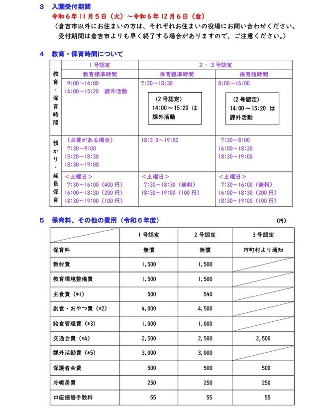 令和7年度園児募集要項（２）